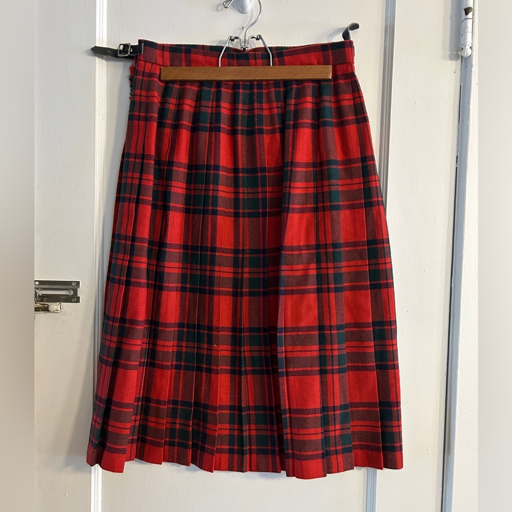 Scottish Red Wool Tartan Vintage Skirt Kilt US Sz 8